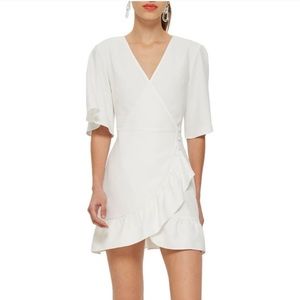 Topshop White Ruffle Wrap Dress